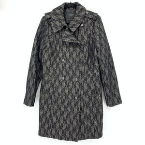 Piperlime Collection Lace Print Overcoat Womens Size Large Black Gray NEW